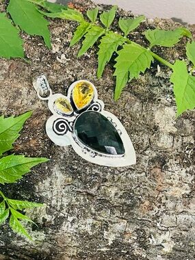 Green Amethyst Citrine 925 Sterling Silver Pendant